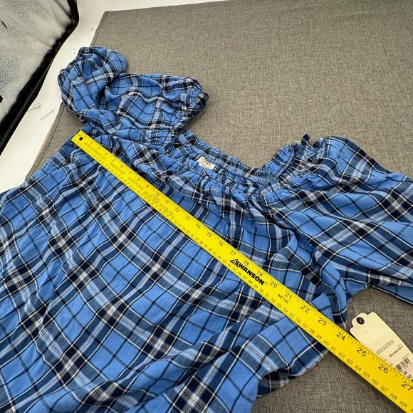 Brand New! St Johns Bay Peasant Top Blue Plaid Size OX Cotton & Rayon MSRP: $50 - Picture 7 of 9